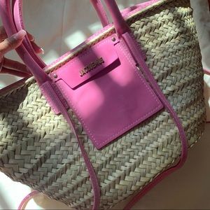 Jacquemus Le Panier Soleil Raffia Tote Bag in Pink